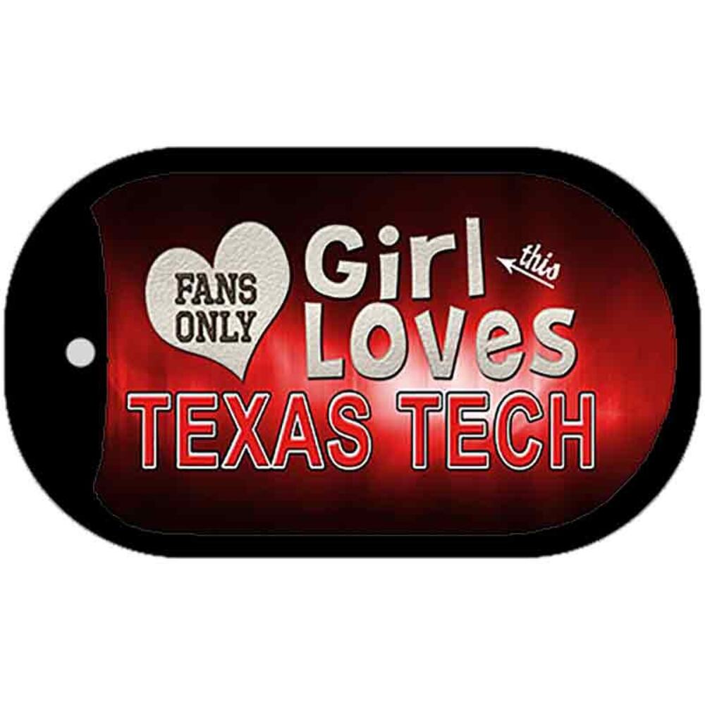 NCAA This Girl Loves Texas Tech Necklace Dog Tag Metal Chain Jewelry Red Raiders
